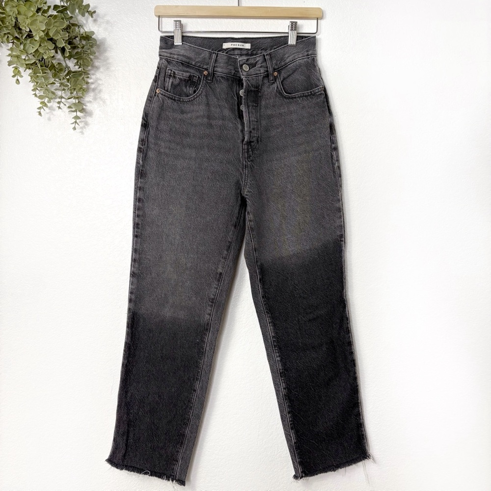 PACSUN‎ • Eco Black Two-Tone High Waisted Straight Leg Jeans - Picture 3 of 7